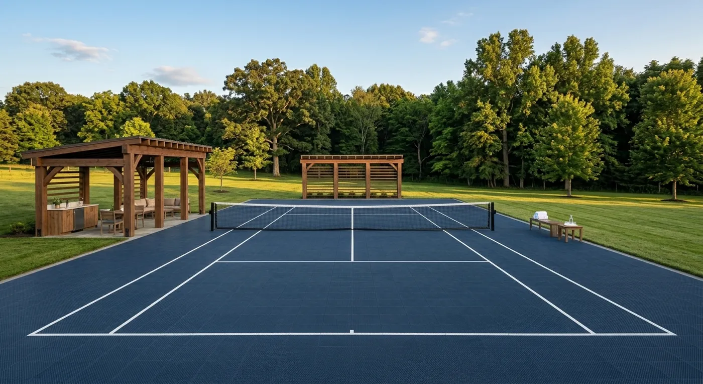 Concept rendering: navy backyard tennis court
